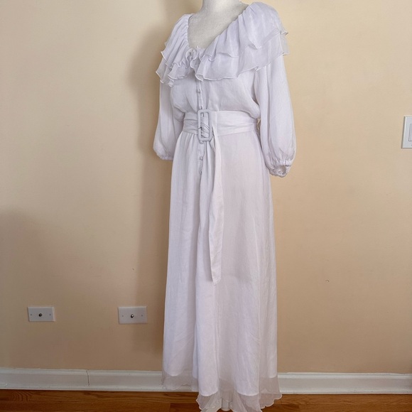 ROTATE BIRGER CHRISTENSEN Ellie White Ruffle-trimmed Georgette Midi Dress - Picture 2 of 10